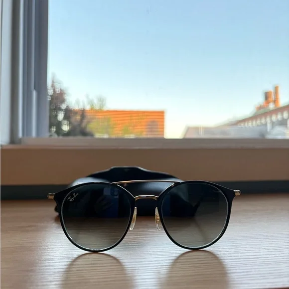 Ray-Ban Black and Gold Women's Sunglasses with Case - Picture 10 of 13